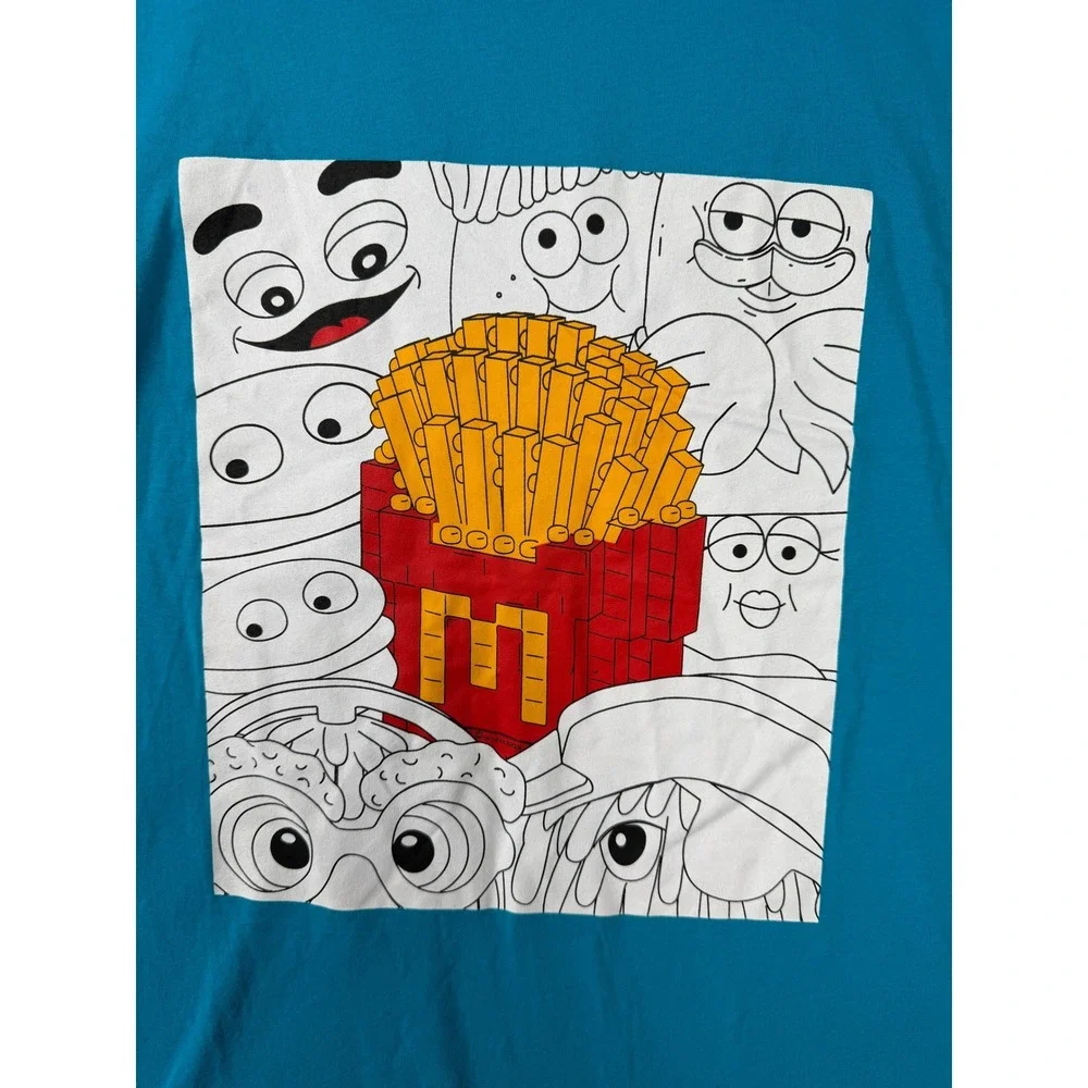 McDonalds T-Shirt Mens Medium Blue French Fries Characters Graphic Tee